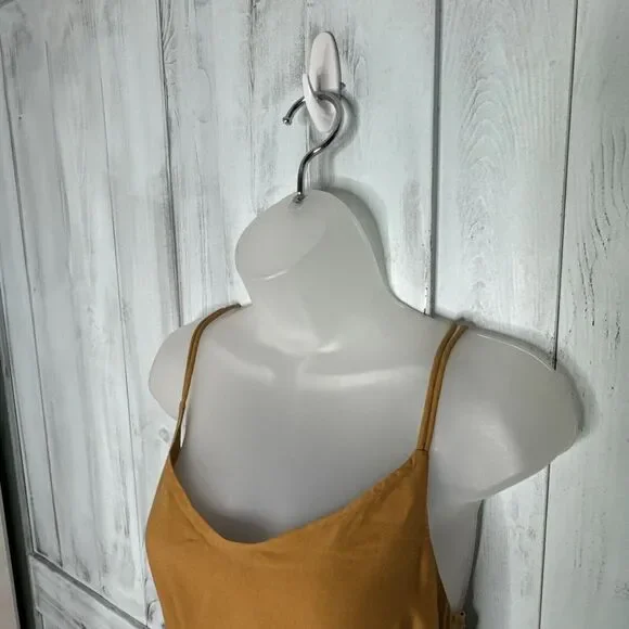NWT Outerknown La Luna Golden Yellow Cami Silk Blend Strappy Back‎ Midi Dress S